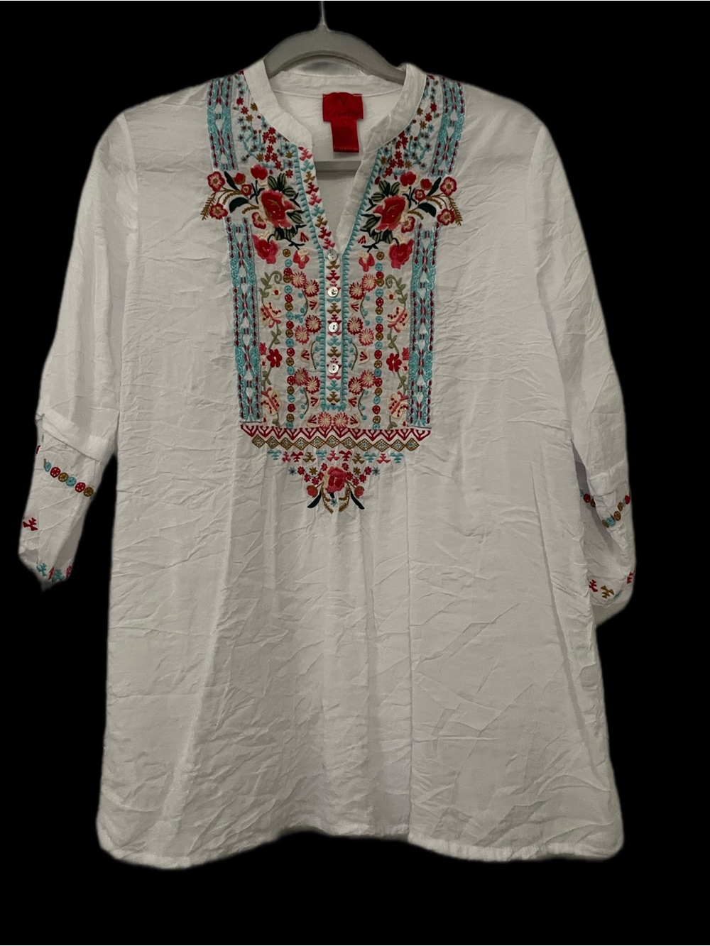 Johnny Was vibes . V Cristina embroidered tunic top